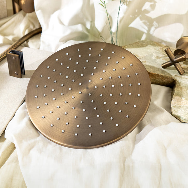 Alma Mira 250mm Brushed Vintage Antique Brass Shower Head