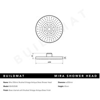 Mira 250mm Brushed Vintage Antique Brass Shower Head