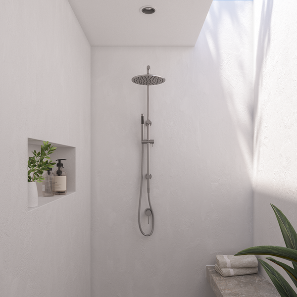 Alma Mira Brushed Nickel Shower Rail Twin Set