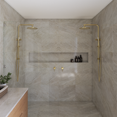 Mira Brushed Brass Gold Shower Rail Twin Set