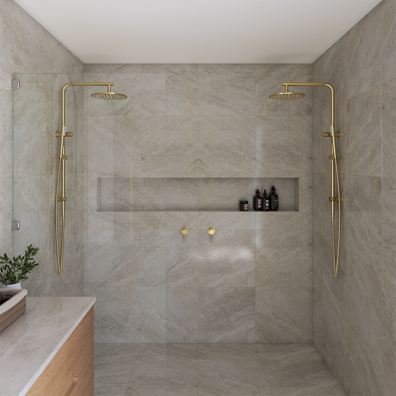 Mira Brushed Brass Gold Shower Rail Twin Set