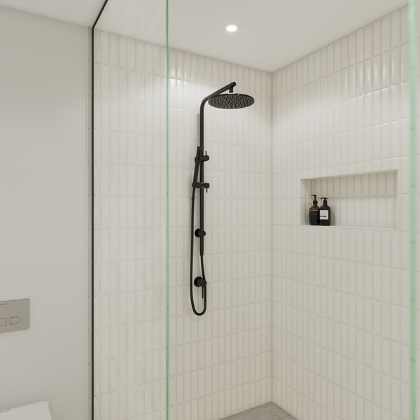 Alma Mira Matte Black Shower Rail Twin Set