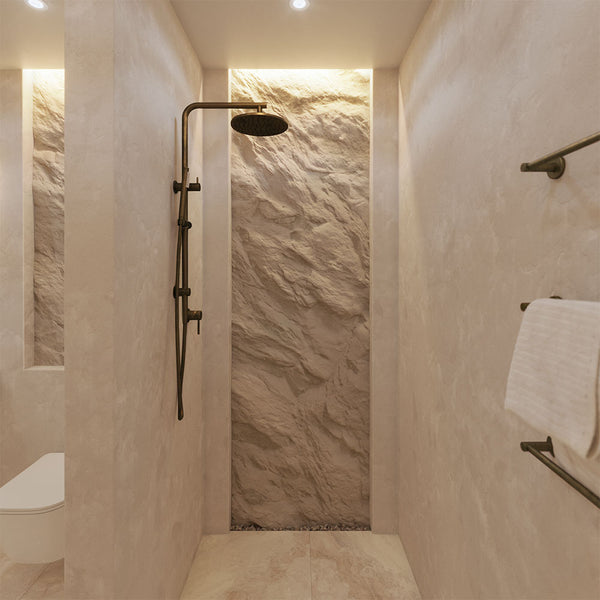 Mira Brushed Vintage Brass Shower Rail Twin Set