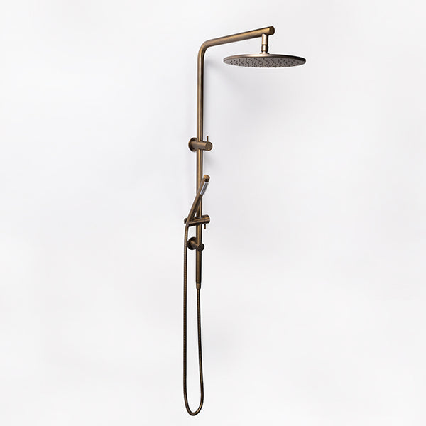 Alma Mira Brushed Vintage Antique Brass Shower Rail Twin Set