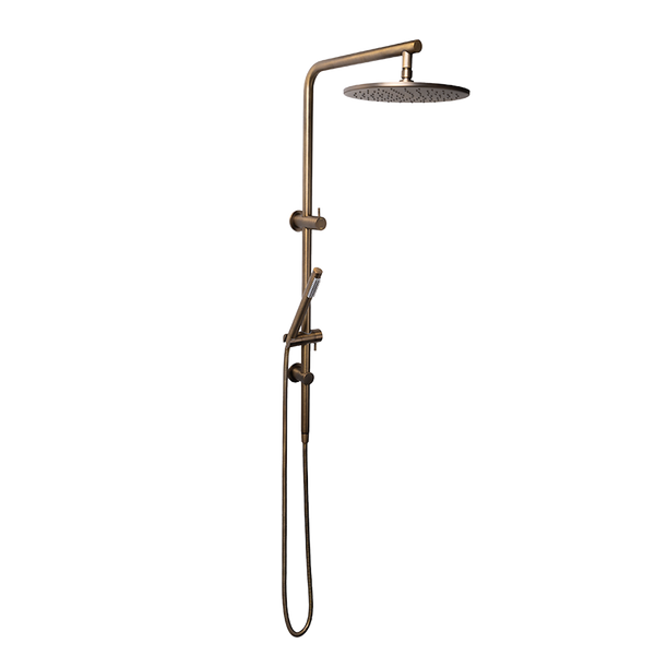 Alma Mira Brushed Vintage Antique Brass Shower Rail Twin Set