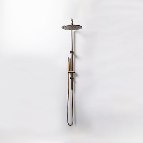 Alma Mira Brushed Vintage Antique Brass Shower Rail Twin Set