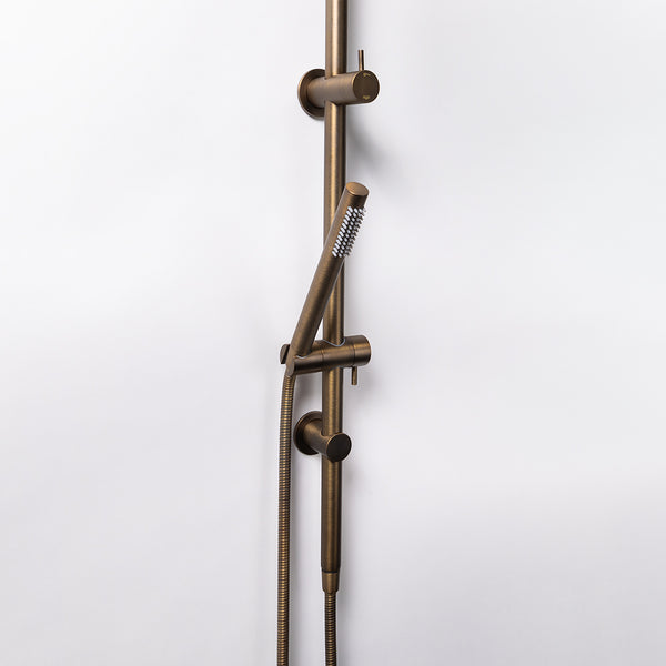 Alma Mira Brushed Vintage Antique Brass Shower Rail Twin Set