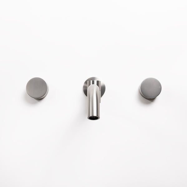 Alma Brushed Nickel Simple Circle Handles and Swivel Wall Spout Set