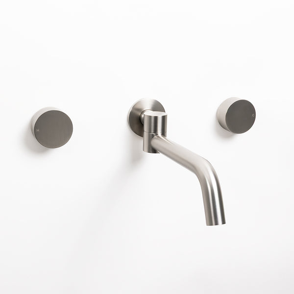 Alma Brushed Nickel Simple Circle Handles and Swivel Wall Spout Set