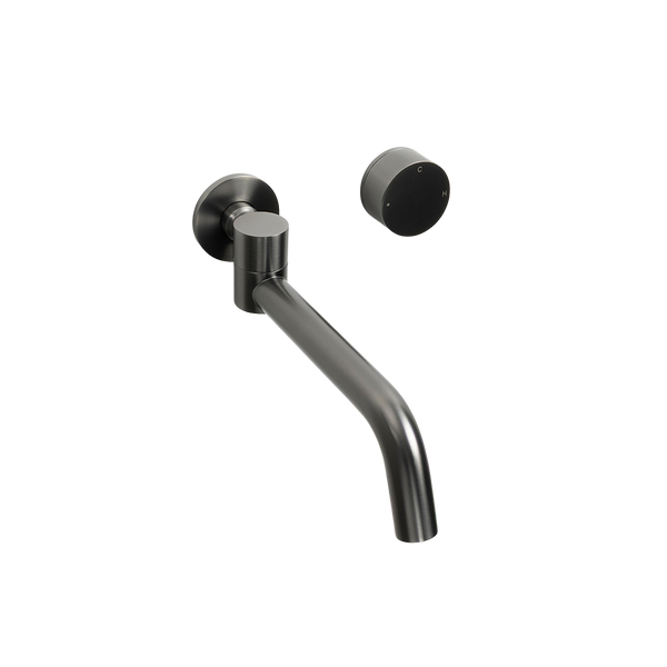 Alma Brushed Gunmetal Progressive Circle Mixer and Swivel Wall Spout Set