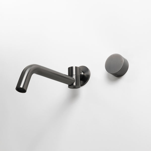 Alma Brushed Gunmetal Progressive Circle Mixer and Swivel Wall Spout Set