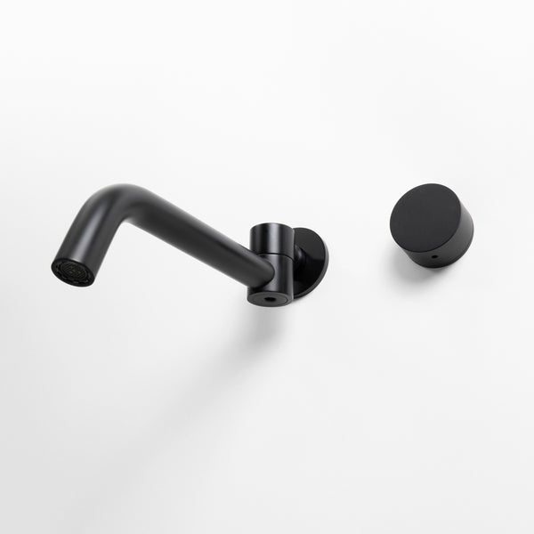 Alma Matte Black Progressive Circle Mixer and Swivel Wall Spout Set