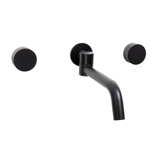 Alma Matte Black Simple Circle Handles and Swivel Wall Spout Set
