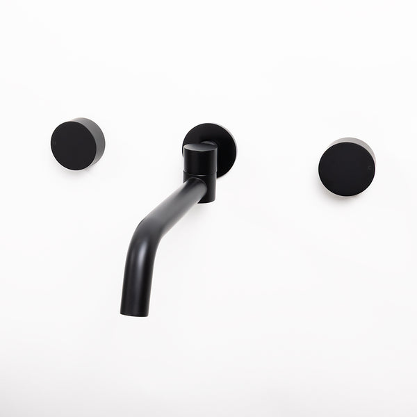 Alma Matte Black Simple Circle Handles and Swivel Wall Spout Set