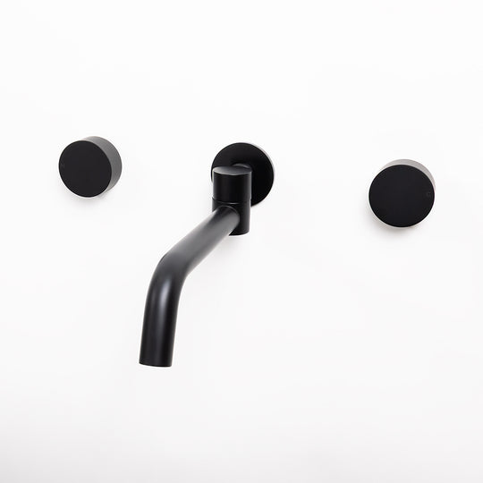 Matte Black Simple Circle Handles and Swivel Wall Spout Set