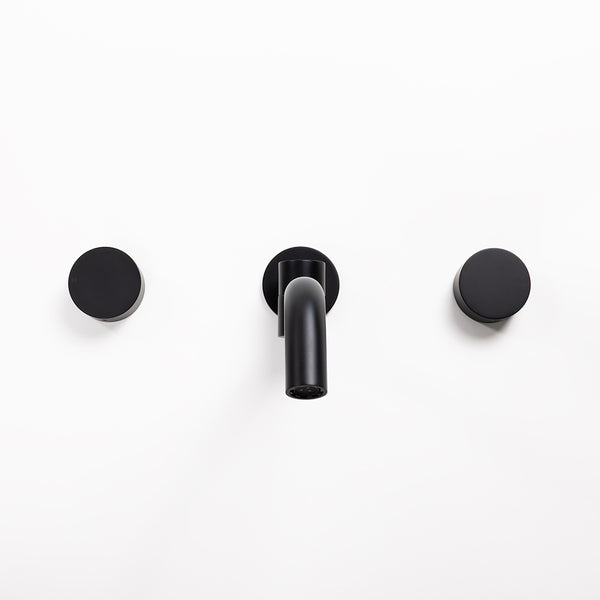 Alma Matte Black Simple Circle Handles and Swivel Wall Spout Set