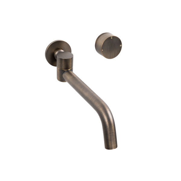 Alma Brushed Vintage Antique Brass Progressive Circle and Swivel Wall Spout Set