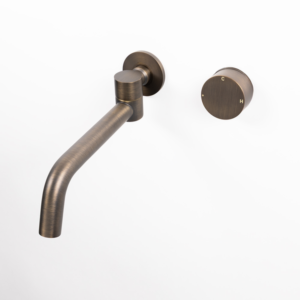 Alma Brushed Vintage Antique Brass Progressive Circle and Swivel Wall Spout Set