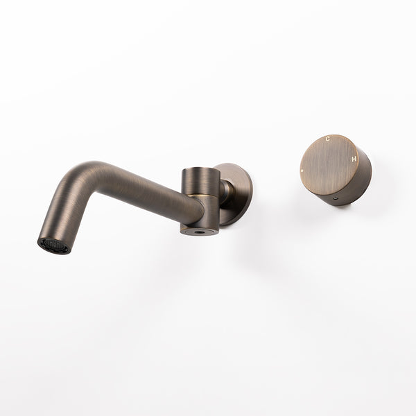 Alma Brushed Vintage Antique Brass Progressive Circle and Swivel Wall Spout Set