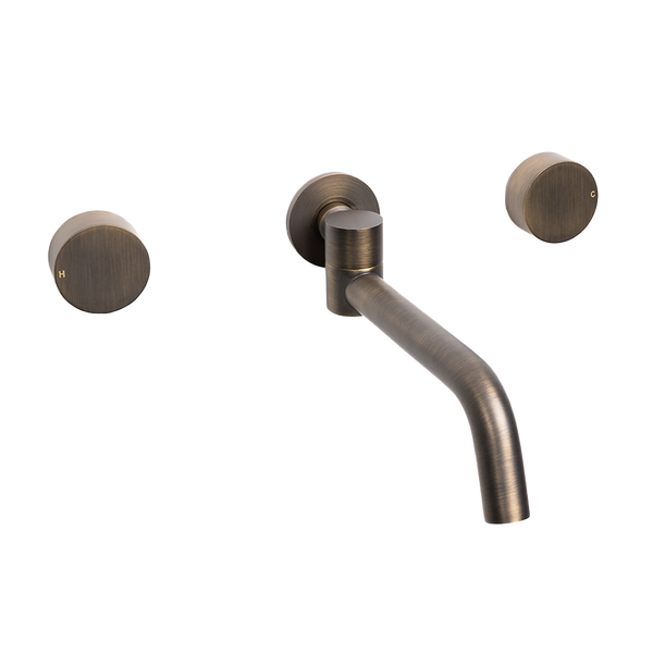 Alma Brushed Vintage Brass Simple Circle Handles and Swivel Wall Spout Set