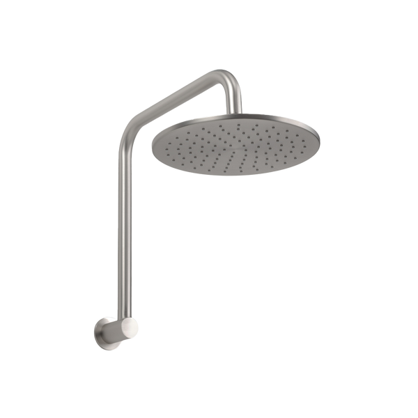 Alma Mira Brushed Nickel High Rise Upswept Shower Arm and Head