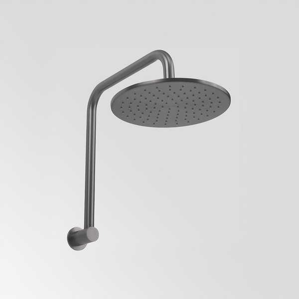 Alma Mira Brushed Gunmetal High Rise Upswept Shower Arm and Head