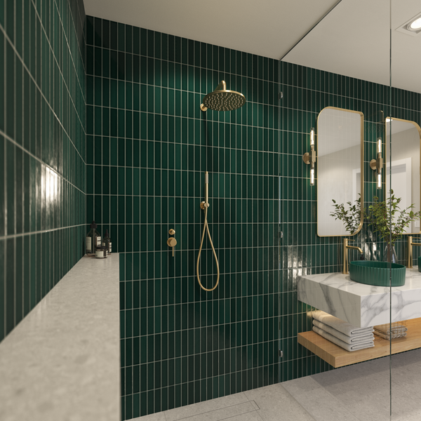 Alma Mira Brushed Brass Gold Curved Shower Arm