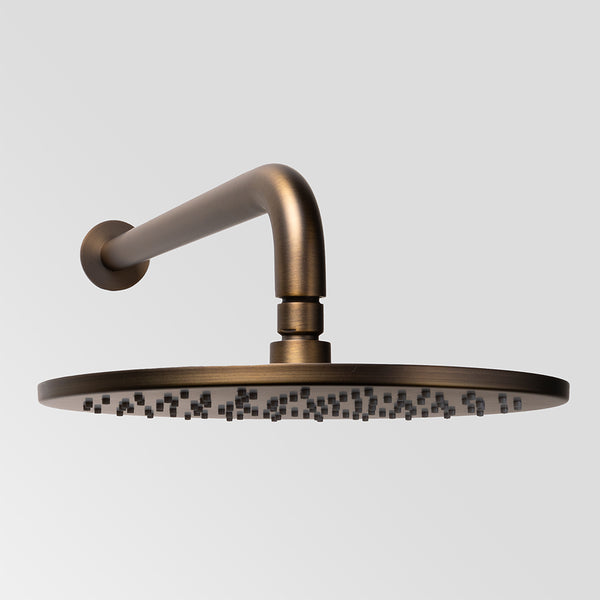 Alma Mira Brushed Vintage Antique Brass Curved Shower Arm