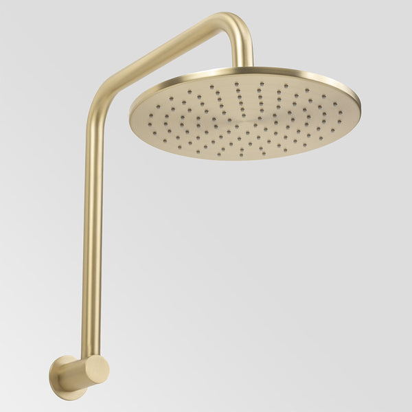 Alma Mira Brushed Brass Gold High Rise Upswept Shower Arm