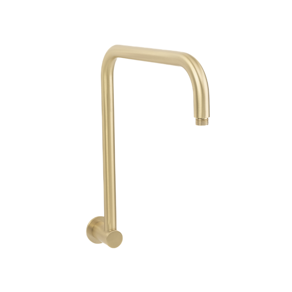 Alma Mira Brushed Brass Gold High Rise Upswept Shower Arm