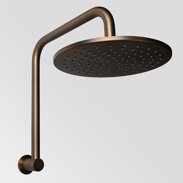 Alma Mira Brushed Vintage Antique Brass High Rise Upswept Shower Arm