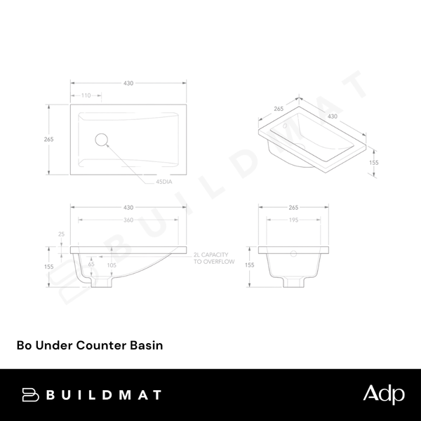 ADP Bo Under Counter Basin Gloss White