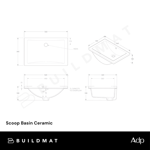 ADP Scoop Basin Ceramic Gloss White