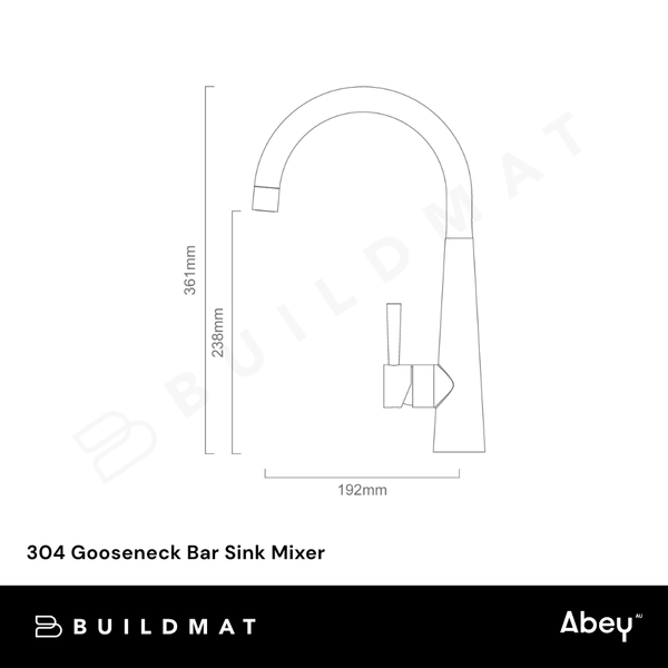Abey 304 Gooseneck Bar Sink Mixer Black Pearl