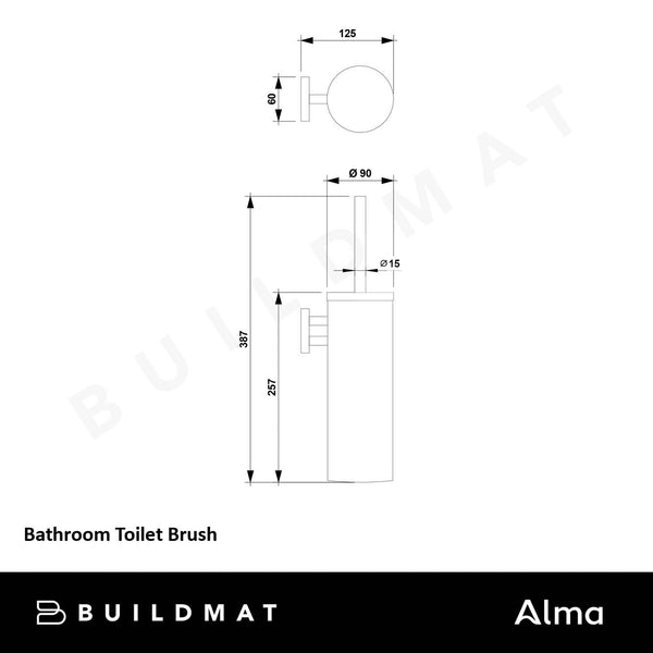 Alma Bathroom Gunmetal Toilet Brush