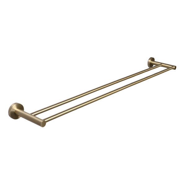 Alma Farina 800 Double Towel Rail Brushed Brass Gold
