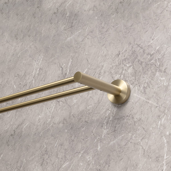 Alma Farina 800 Double Towel Rail Brushed Brass Gold