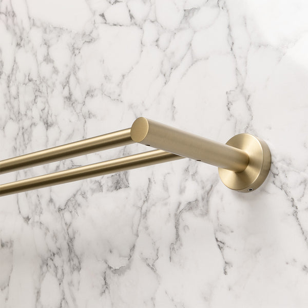 Alma Farina 600 Double Towel Rail Brushed Brass Gold