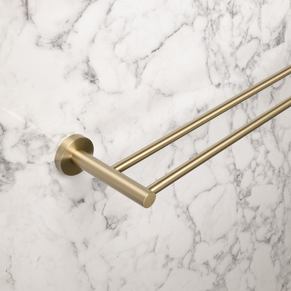 Alma Farina 600 Double Towel Rail Brushed Brass Gold