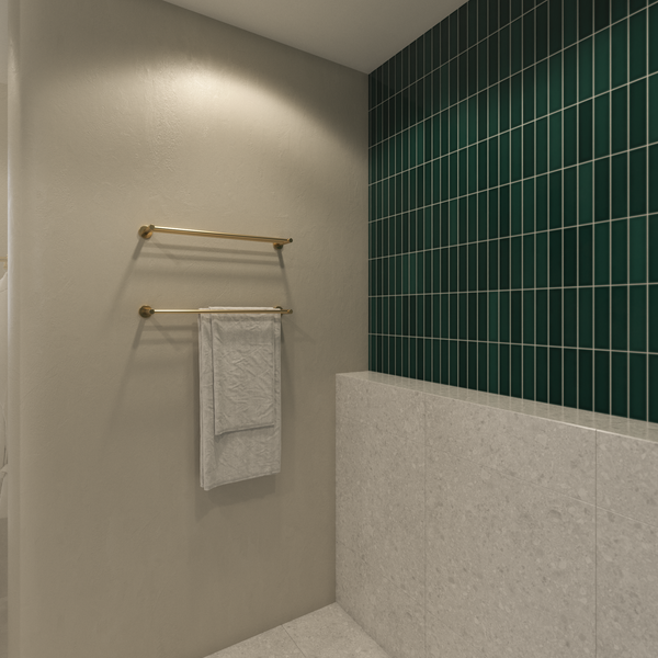 Alma Farina 600 Double Towel Rail Brushed Brass Gold