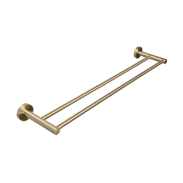 Alma Farina 600 Double Towel Rail Brushed Brass Gold