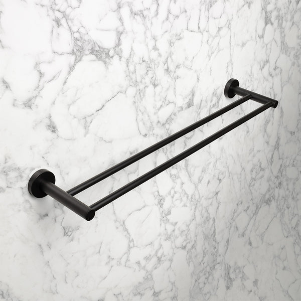 Alma Farina 600 Double Towel Rail Matte Black