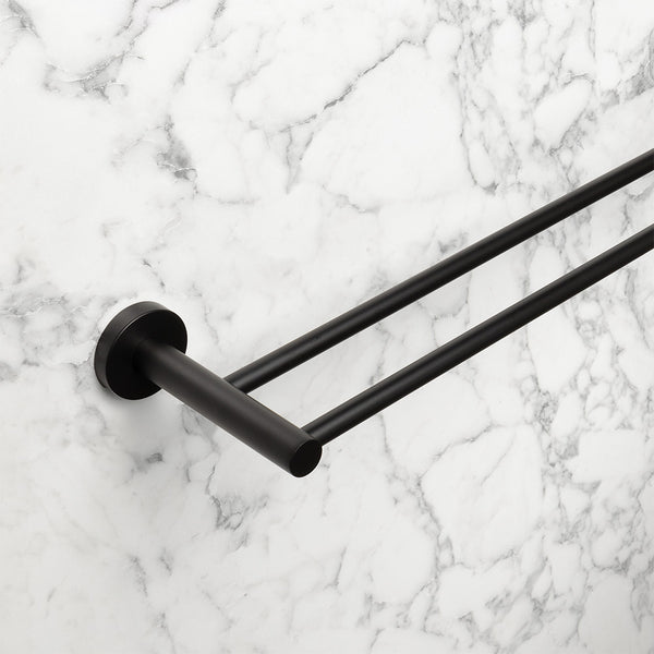 Alma Farina 600 Double Towel Rail Matte Black