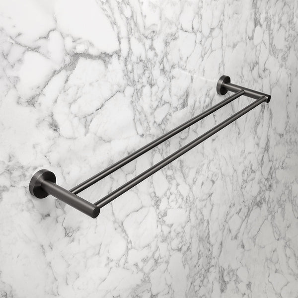 Alma Farina 600 Double Towel Rail Brushed Gunmetal