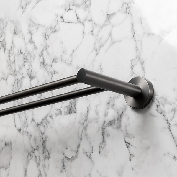 Alma Farina 600 Double Towel Rail Brushed Gunmetal