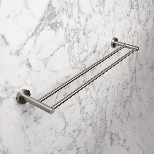 Alma Farina 600 Double Towel Rail Brushed Nickel