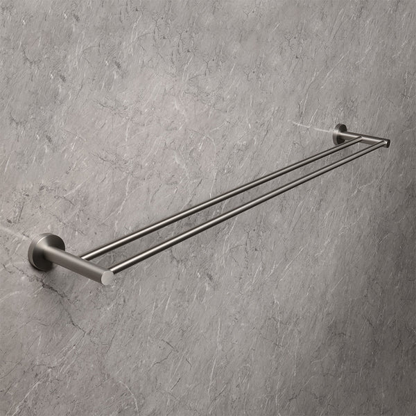 Alma Farina 800 Double Towel Rail Brushed Nickel
