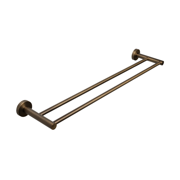 Alma Farina 600 Double Towel Rail Brushed Vintage Antique Brass
