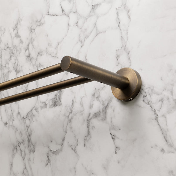Alma Farina 600 Double Towel Rail Brushed Vintage Antique Brass