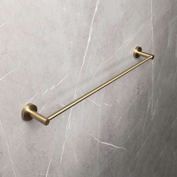 Alma Farina 600 Single Towel Rail Brushed Brass Gold